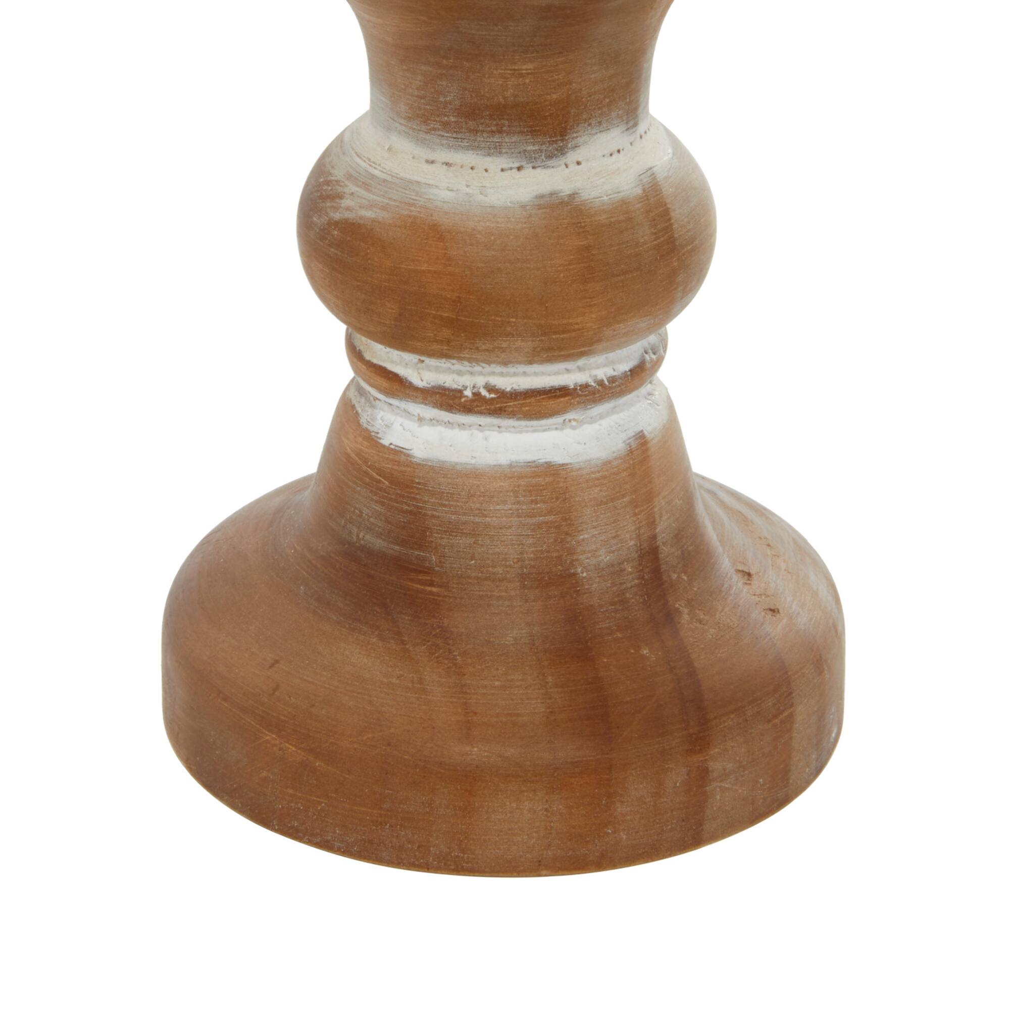Brown Wood Farmhouse Candle Holder Set